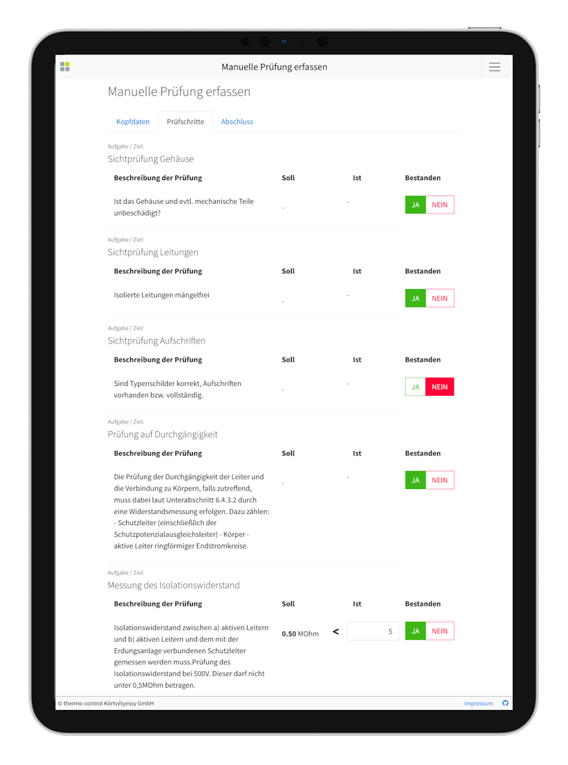 Individuelle Prüfschritte abfragen